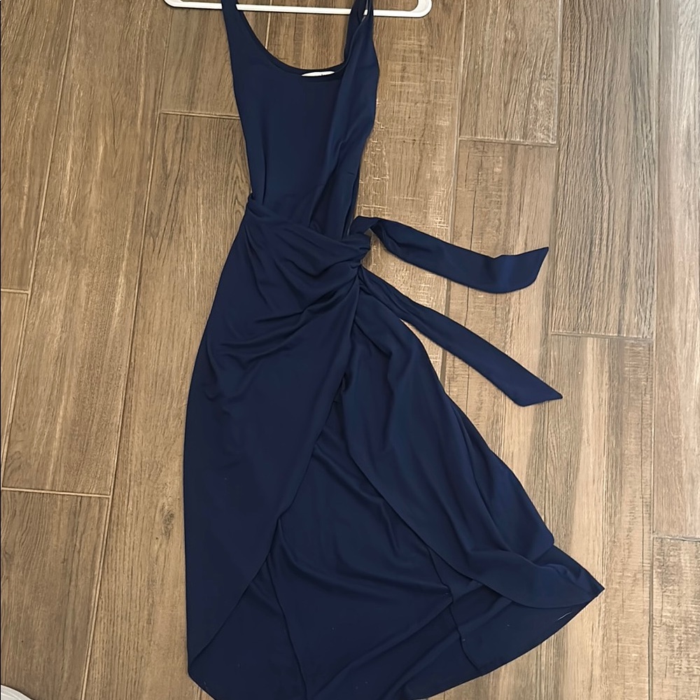 Reformation Navy Blue Sleeveless Dress with tie waist